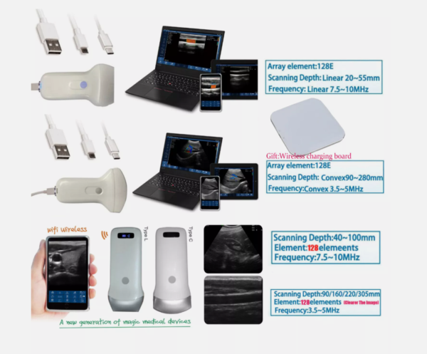 3.5-5MHZ Wireless Ultrasound Probe WIFI Scanner 128 Element For iOS Android Win - Image 3