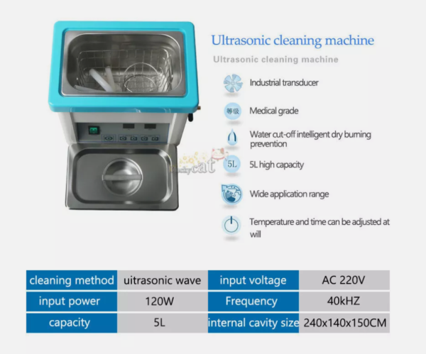 Dental ultrasonic cleaning machine Stainless Steel Digital Heated Timer - Image 5