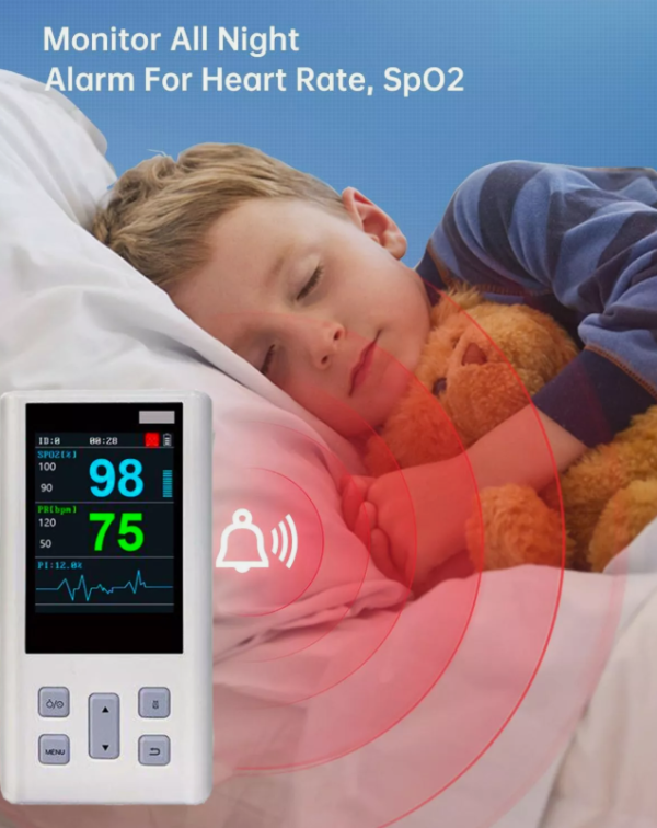 Pulse Oximeter Handheld Pulse Oximeter for Baby&Adult Overnight Monitor&Alarm