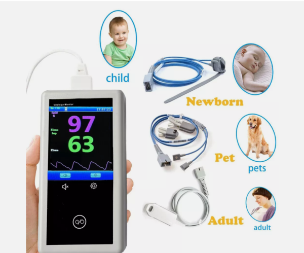 Medical Pulse Oximeter Handheld Touch Screen SPO2 PR PI For Veterinary or Humans
