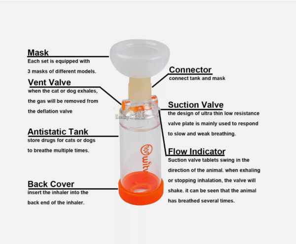 Pet Aerosol Chamber Storage Bottle with 3 Masks Veterinary Supplies - Image 2