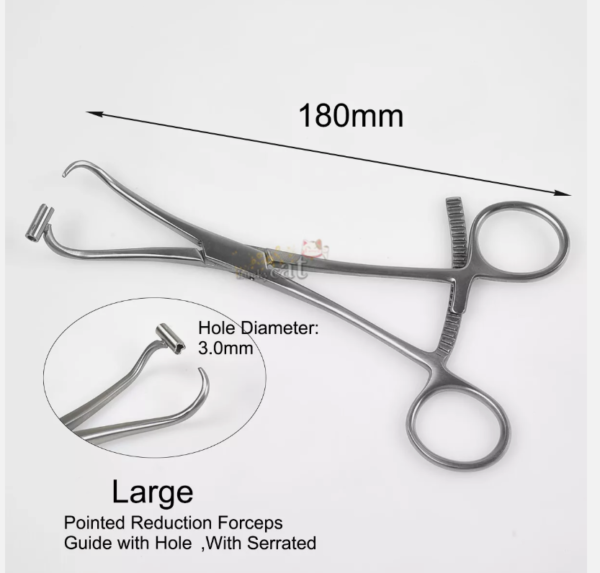 Pointed Reduction Forceps with Guide Hole Kirschner wire needle Orthopedic - Image 4